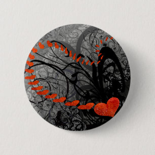 Black and Red Heart Swirls 2 Inch Round Button