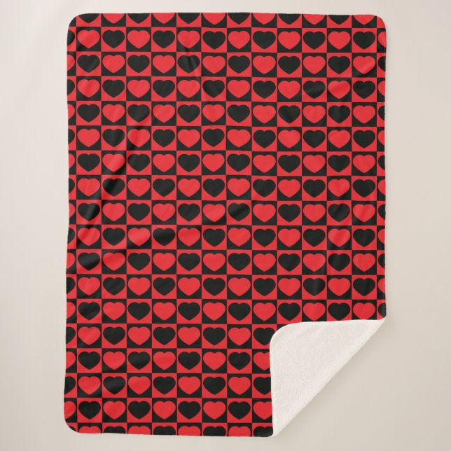 black and red hearts blanket (Front)