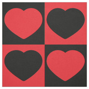 black and red hearts fabric