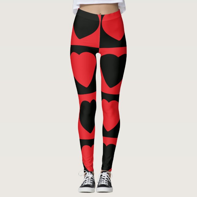 black and red hearts leggings (Front)