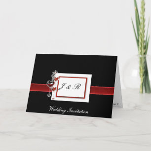 Black and Red hearts wedding invitation