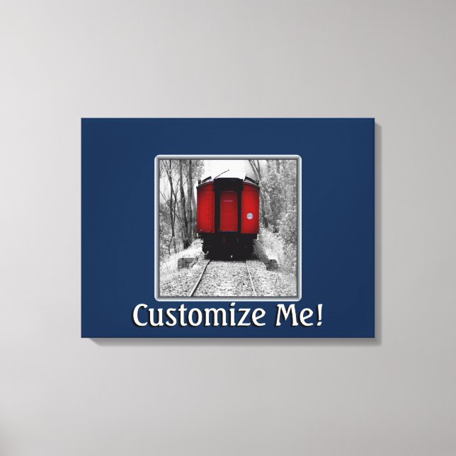 Black and Red Heritage Railroad Train Canvas Print (Front)