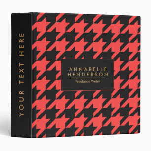 Black and Red Houndstooth Binder