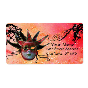 BLACK AND RED JESTER MASK , Masquerade Party