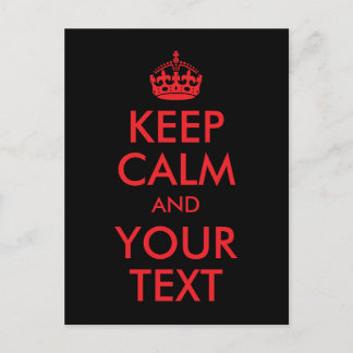 Black and Red Keep Calm and Your Text Postcard