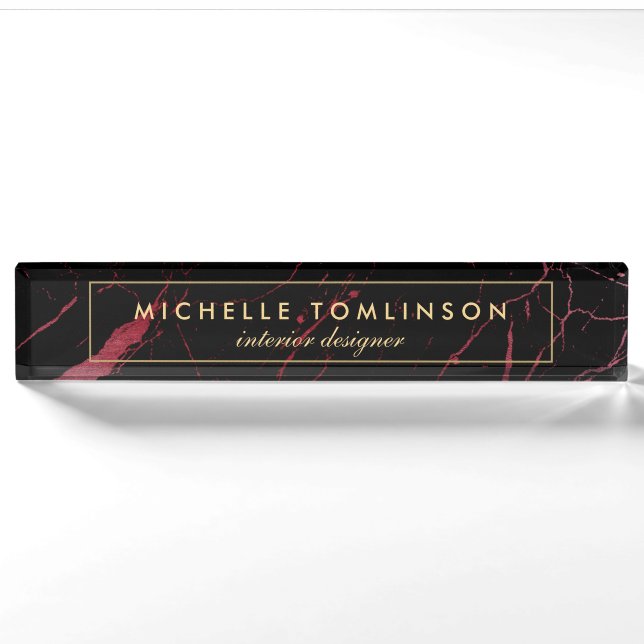 Black and Red Marble Designer Nameplate (Front)