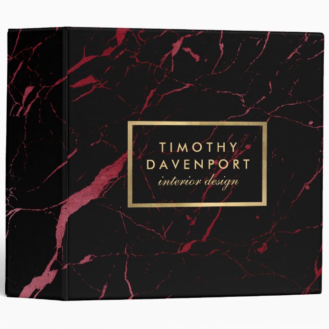 Black and Red Marble with Faux Gold Text Binder (Front/Spine)