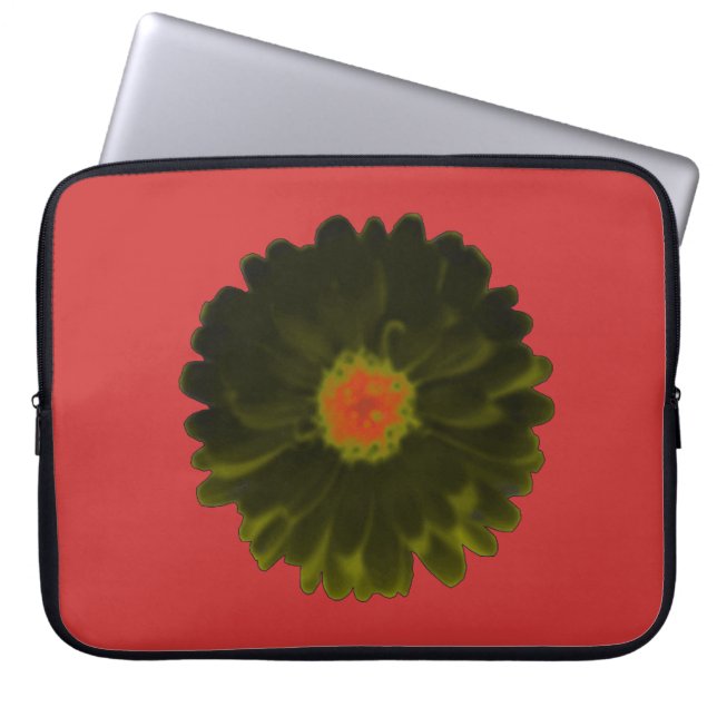 Black and Red Marigold Laptop Bag (Front)