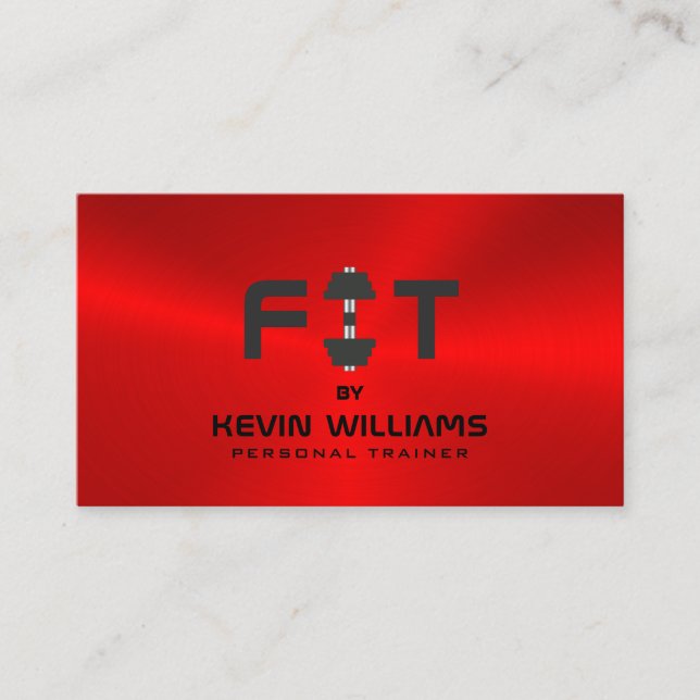 Black and red metallic background business card (Front)