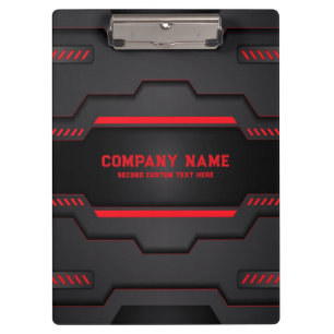 Black and red metallic geometric design clipboard