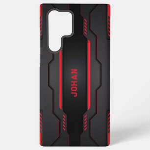 Black and red metallic geometric design samsung galaxy case