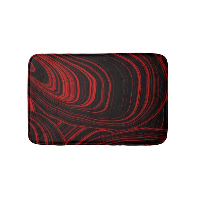 Black and Red Modern Abstract Agate Pattern Bath Mat (Front)