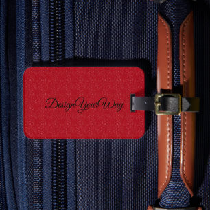 black and red modern monogramm personalized luggage tag