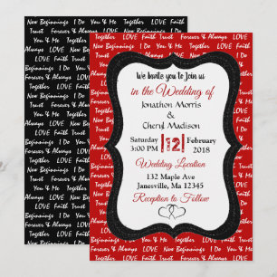 Black and Red Modern Romantic Wedding Invitation