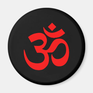 Black and Red Om Symbol Magnet