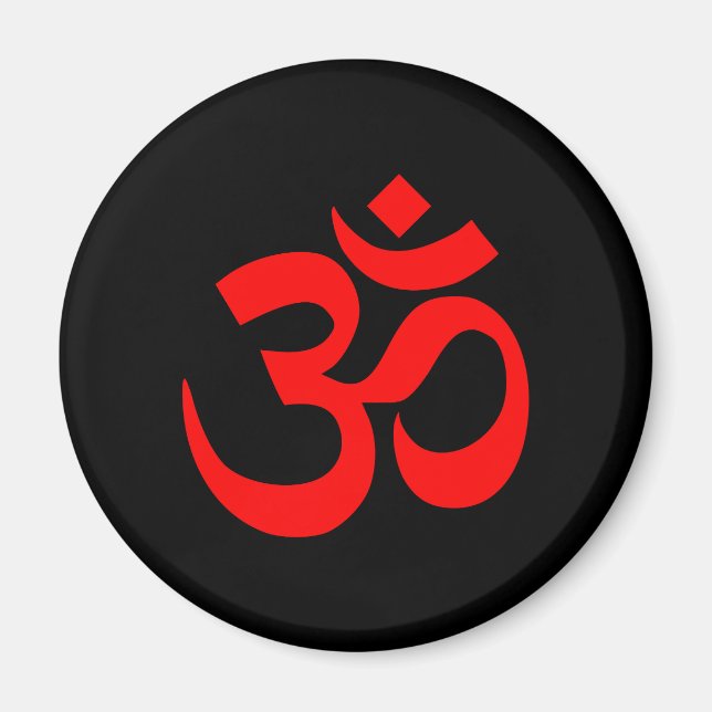 Black and Red Om Symbol Magnet (Front)