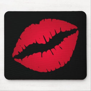 Black and Red Ombre Lipstick Kiss Mouse Pad
