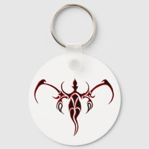 Black and Red Ornate Tribal Elephant Mandala Keychain