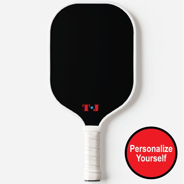 Black and Red Personalized Monogrammed Pickleball Paddle (Creator Uploaded)