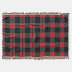 Black and Red Plaid Check Throw Blanket