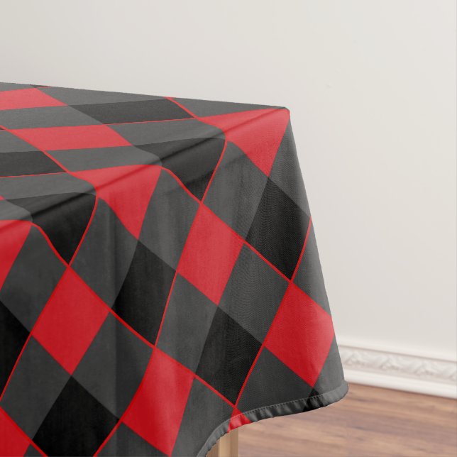 Black and Red Plaid Checked - Tablecloth (In Situ)
