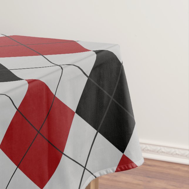 Black and Red Plaid Checked Tablecloth (In Situ)
