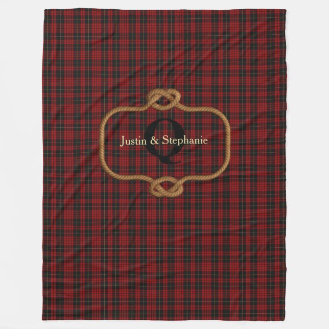 Black and Red Plaid Custom Fleece Blanket (Front)