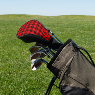 Black and red plaid pattern golf head cover