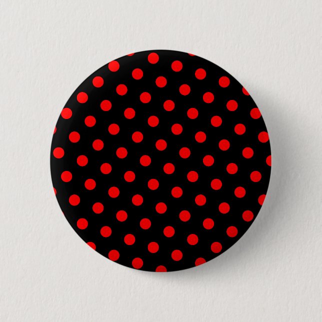 Black and Red Polka Dots 2 Inch Round Button (Front)