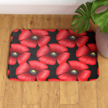 Black and Red Poppy Modern Floral Pattern