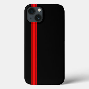Black and Red Racing Stripe iPhone 13 Case
