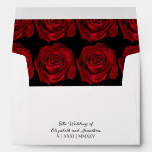 Black and Red Romantic Floral Gothic Wedding  Envelope