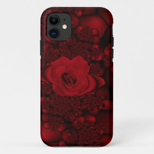 black and red rose fractal iphone case