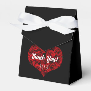 Black and Red Roses Heart Wedding Thank You Favor Box