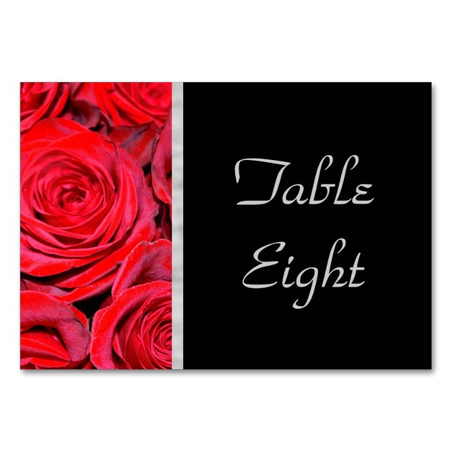 Black and Red Roses Table Number (Front)