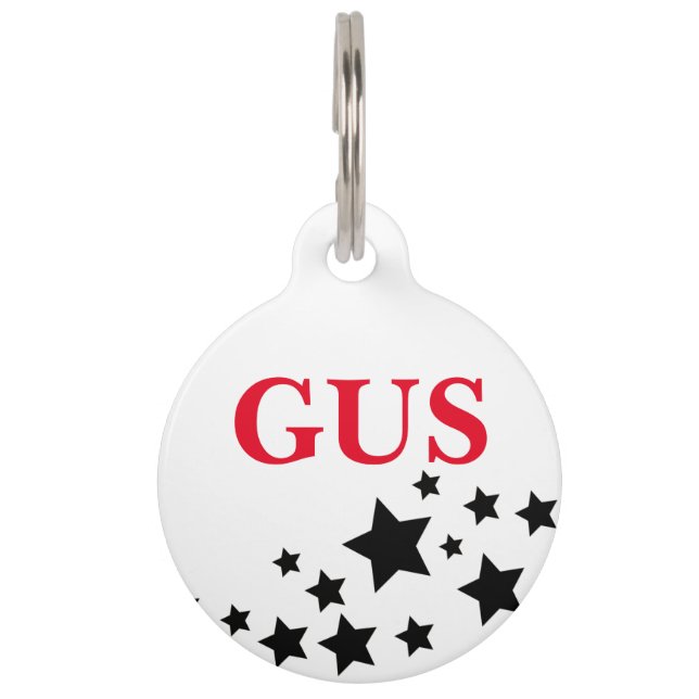Black and Red Round Pet Tag (Front)