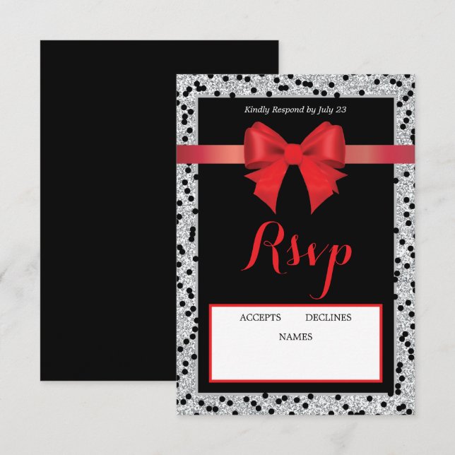 Black and Red Rsvp card with bow (Front/Back)