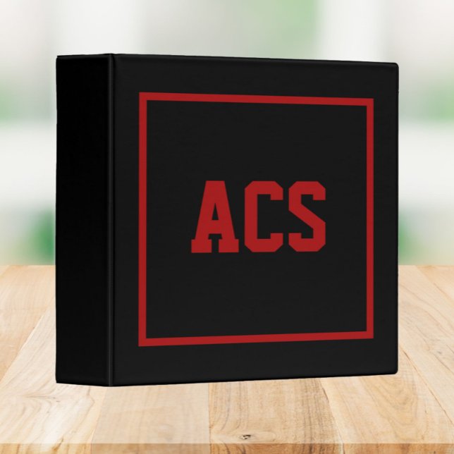 Black and Red School Colors and Letters Binder (In Situ)