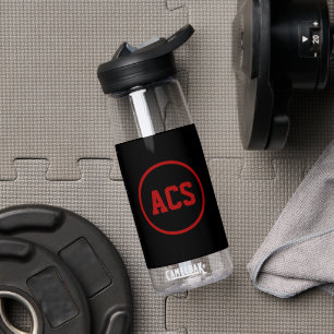 Black and Red School Colours and Letters Water Bottle