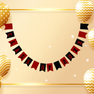 Black and Red School Colours Class Year Bunting Flags