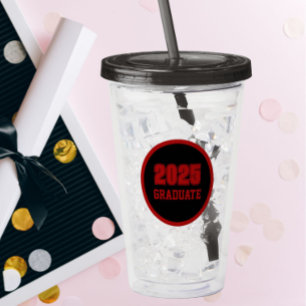 Black and Red School Colours Graduate Year Acrylic Tumbler