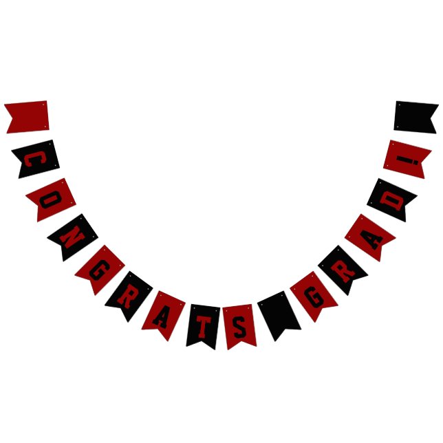 Black and Red School Colours Graduation Bunting Flags (All)