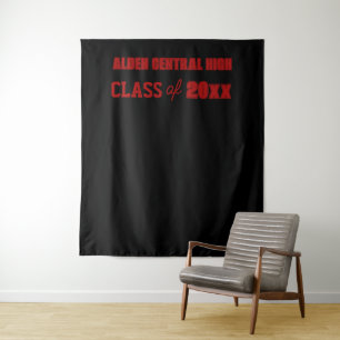 Black and Red School Colours Photo Backdrop Tapestry