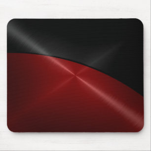 Black and Red Shiny Stainless Steel Metal Mouse Pad