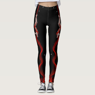 Black and Red Silks Leggings, Aerialist, Leggings