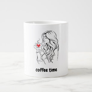 Black and Red Simple Illustration Café Time Mug