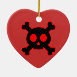 Black and Red Skull Ceramic Ornament