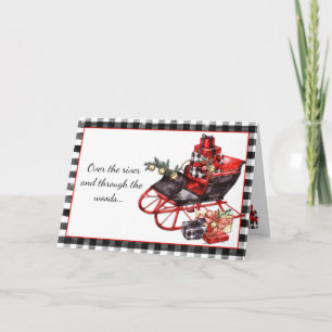 Black and Red Sleigh Packages Christmas Card
