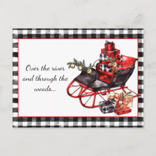 Black and Red Sleigh Packages Christmas Postcard