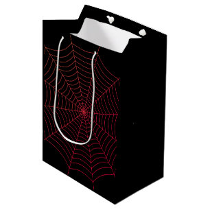 Black and red spider web Halloween pattern Medium Gift Bag